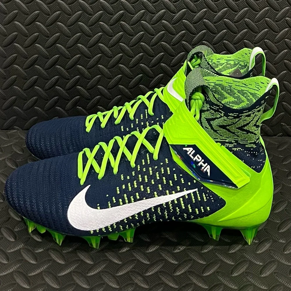 Nike Alpha Menace Elite 2‎ Flyknit Football Cleats Seahawks Mens Size 16